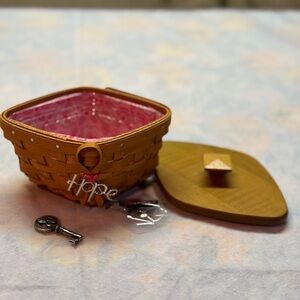 Wooden Basket with Pink Liner and Lid